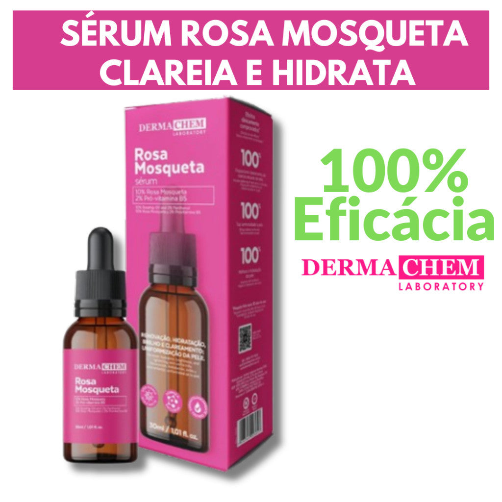 Sérum Facial Rosa Mosqueta Dermachem 30ml Original | Clareador de Manchas, Hidratação Profunda e Antissinais
