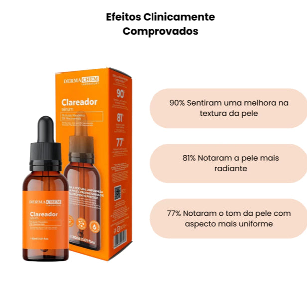 Sérum Clareador Facial Dermachem 30ml | Clareia Manchas, Melasma e Uniformiza o Tom da Pele