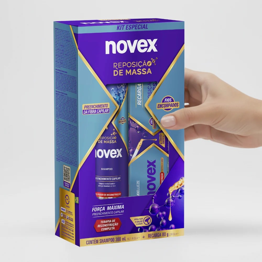 Kit Novex Reposição de Massa Capilar Shampoo + Recarga Tratamento Intensivo 80g Original