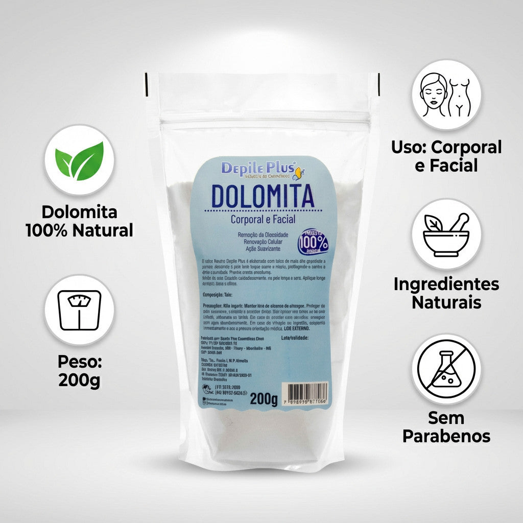 Talco Corporal e Facial em Pó Dolomita Depile Plus 200g Clareador