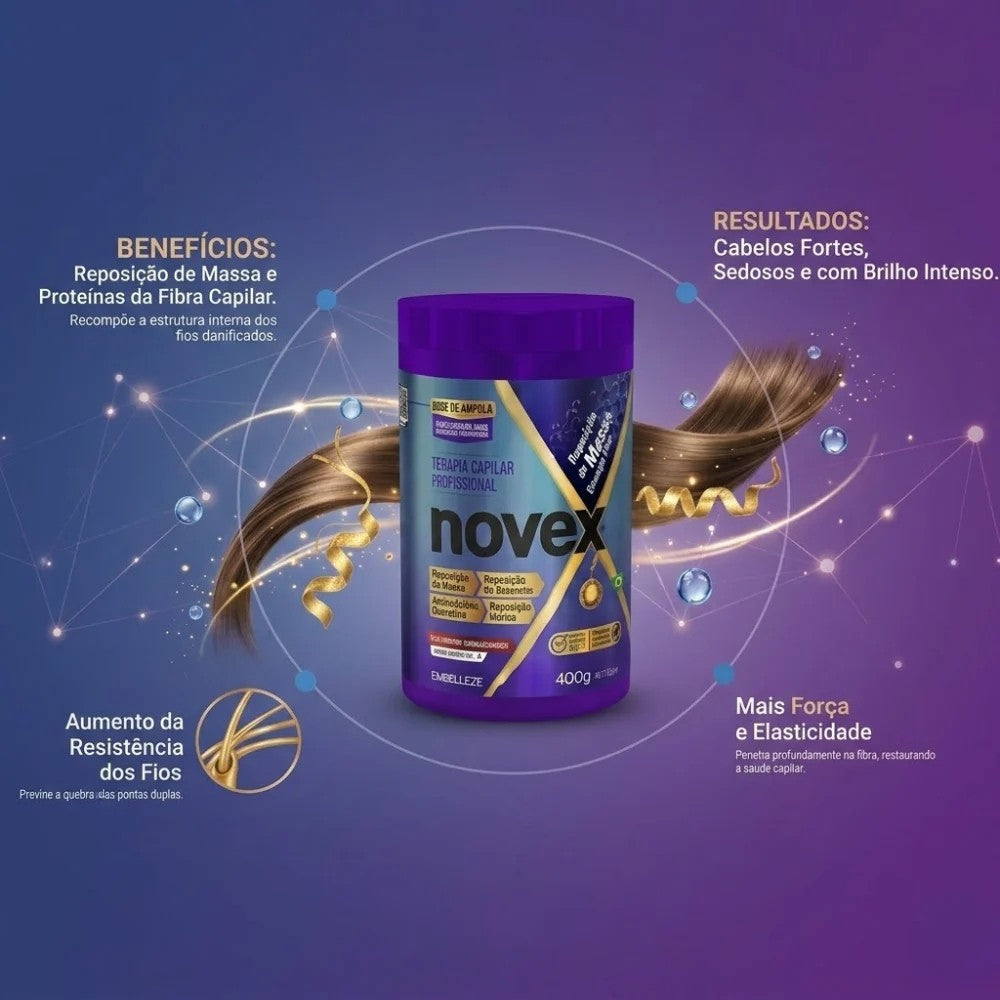 Creme de Tratamento Novex Reposição de Massa 400g | Reconstrução, Hidratação e Fortalecimento dos Fios