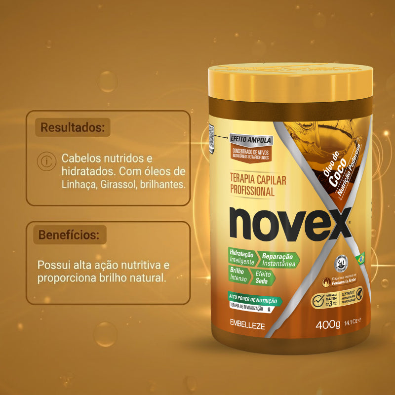 Creme de Tratamento Novex Óleo de Coco 400g | Hidratação Profunda, Nutrição e Brilho Intenso