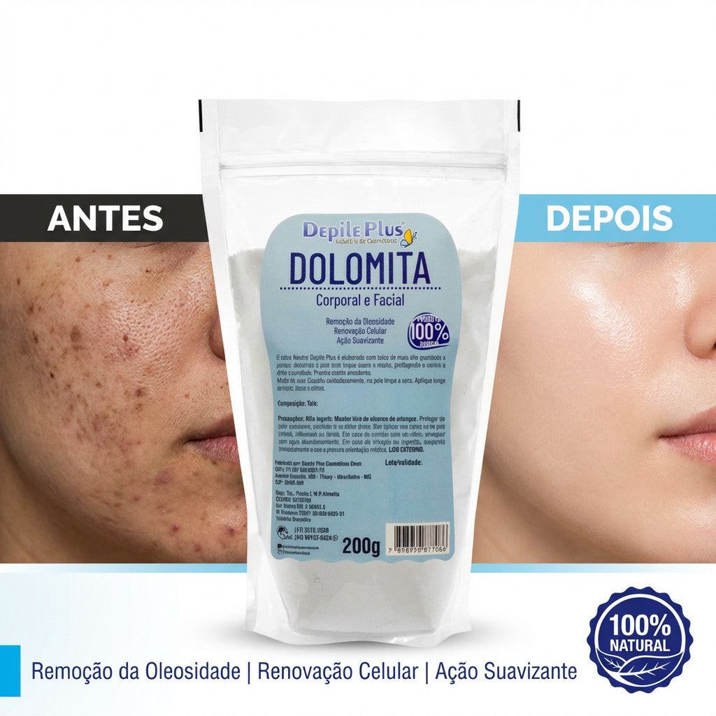 Talco Corporal e Facial em Pó Dolomita Depile Plus 200g Clareador