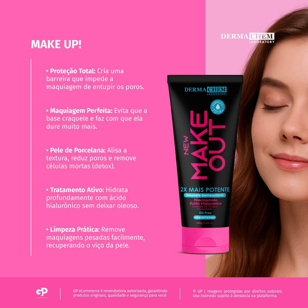 Sabonete Demaquilante New Make Out Dermachem 100ml Limpeza Facial Removedor de Maquiagem