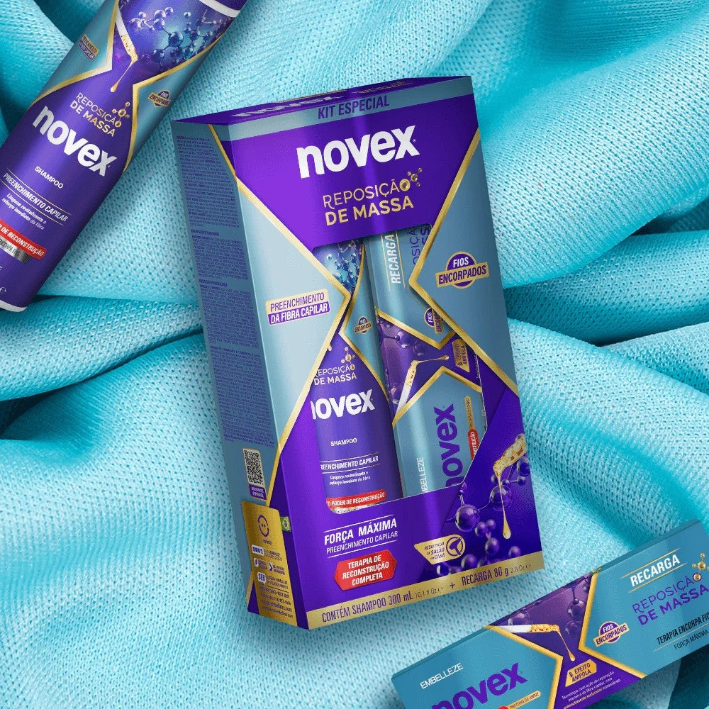 Kit Novex Reposição de Massa Capilar Shampoo + Recarga Tratamento Intensivo 80g Original