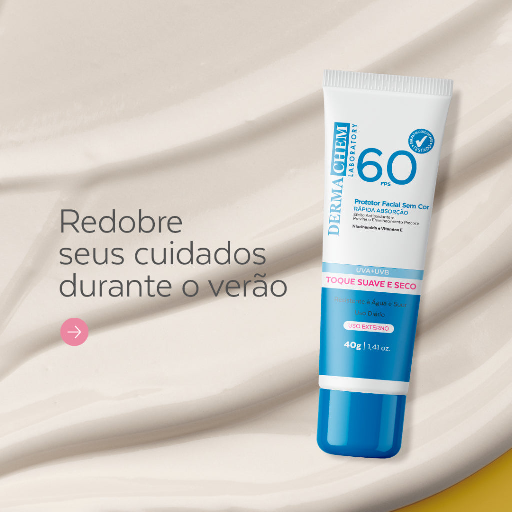 Protetor Solar Rosto FPS 60 Super Hidratante Rejuvenescedor Sem Cor Toque Seco 40g Dermachem