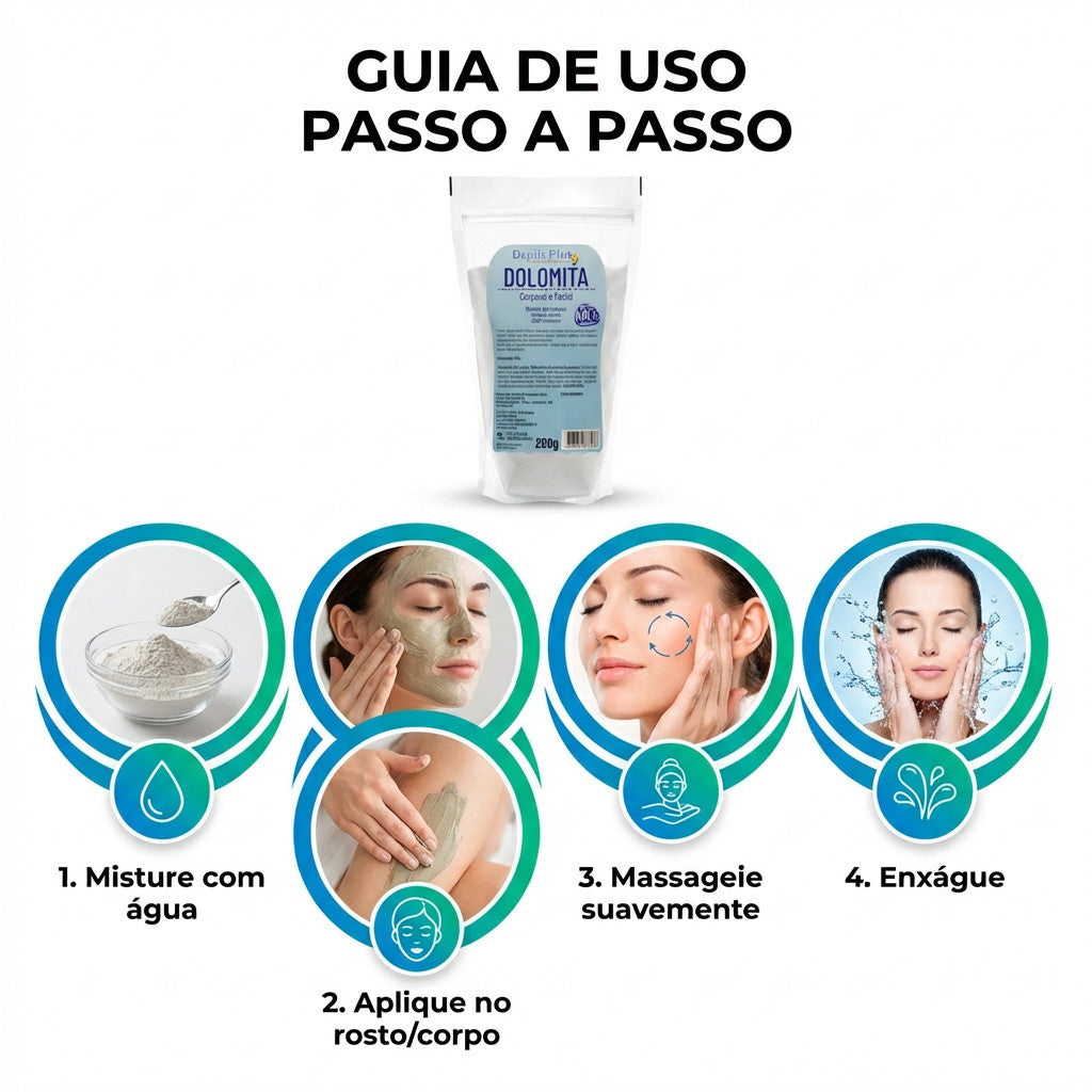 Talco Corporal e Facial em Pó Dolomita Depile Plus 200g Clareador