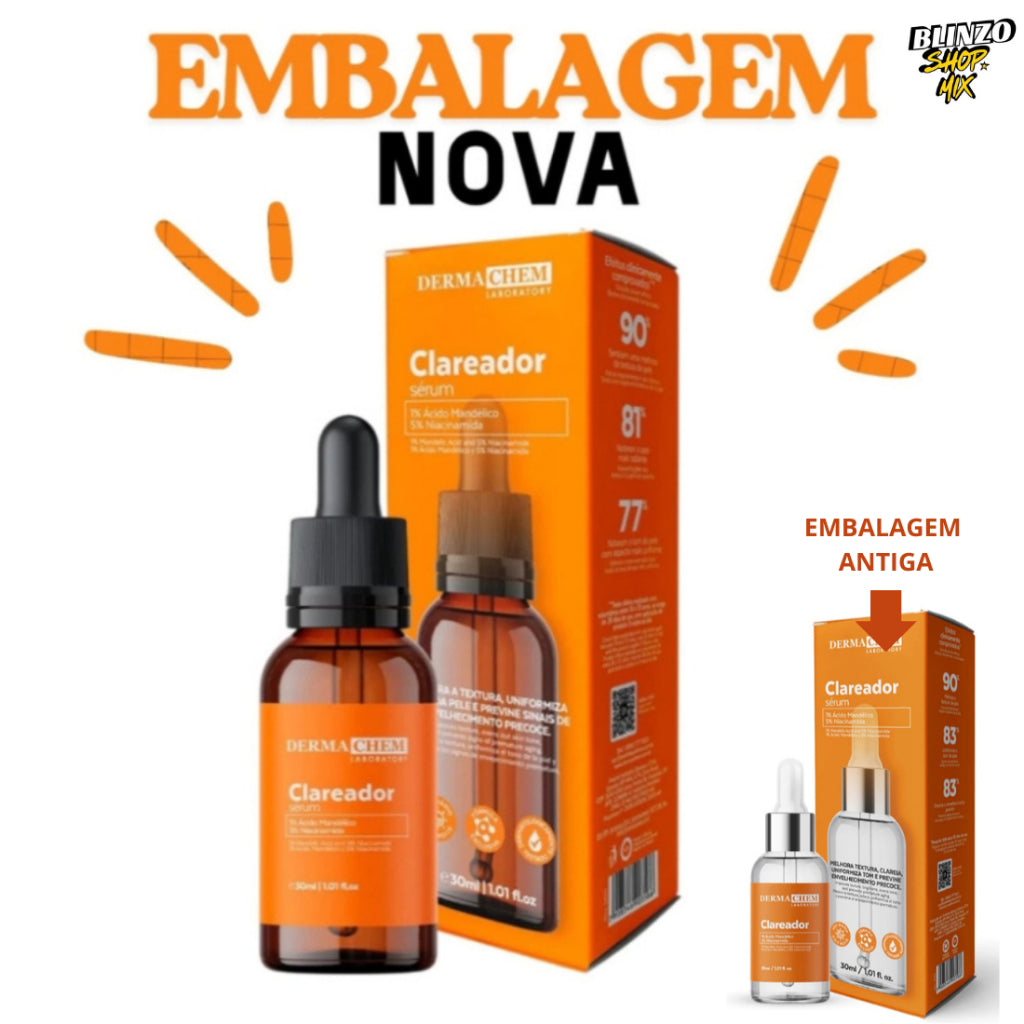 Sérum Clareador Facial Dermachem 30ml | Clareia Manchas, Melasma e Uniformiza o Tom da Pele