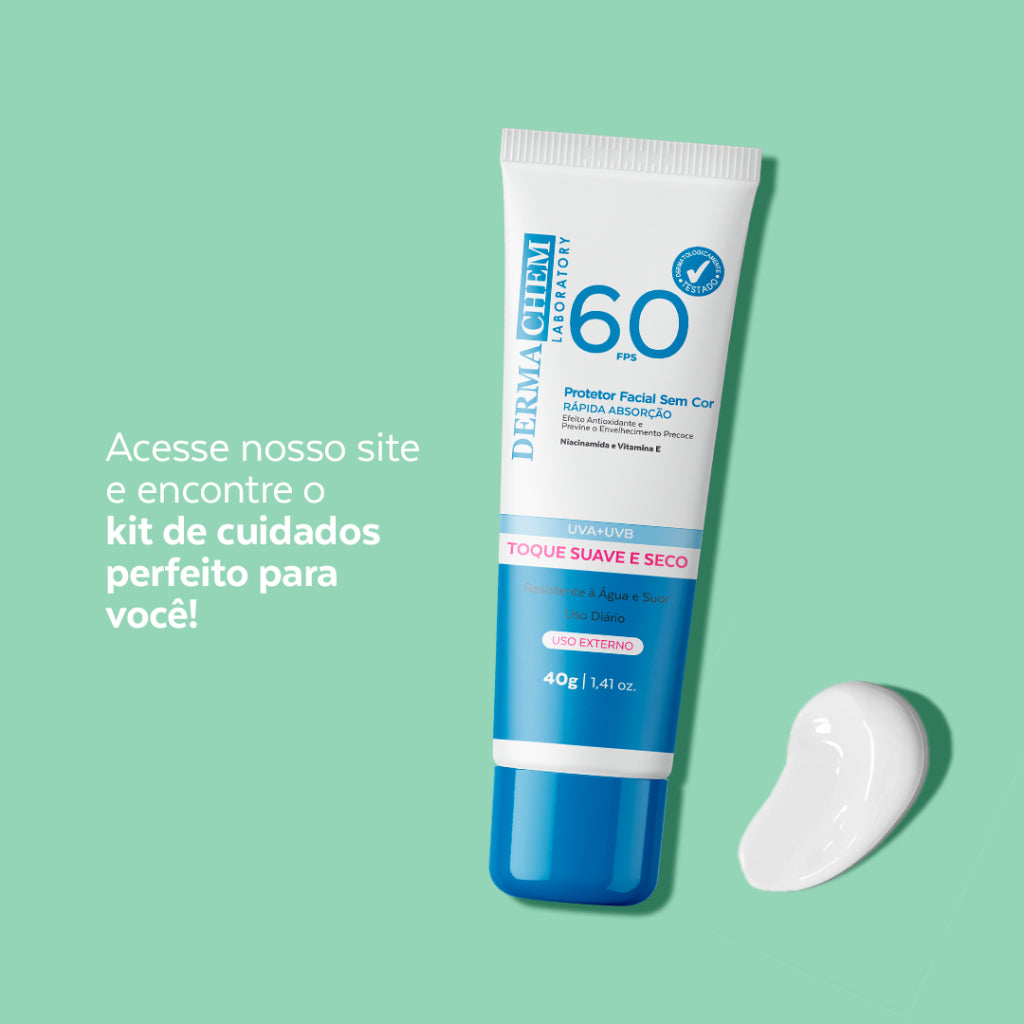 Protetor Solar Rosto FPS 60 Super Hidratante Rejuvenescedor Sem Cor Toque Seco 40g Dermachem