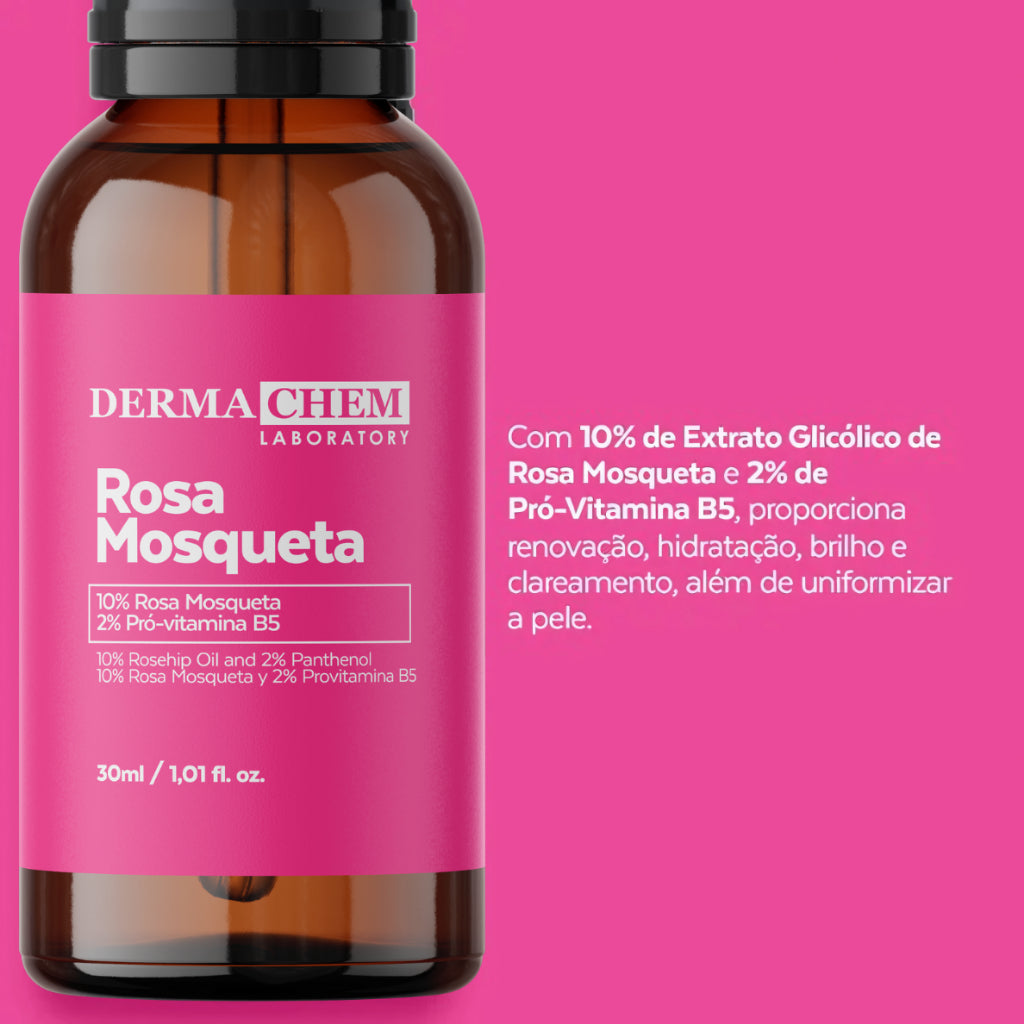 Sérum Facial Rosa Mosqueta Dermachem 30ml Original | Clareador de Manchas, Hidratação Profunda e Antissinais