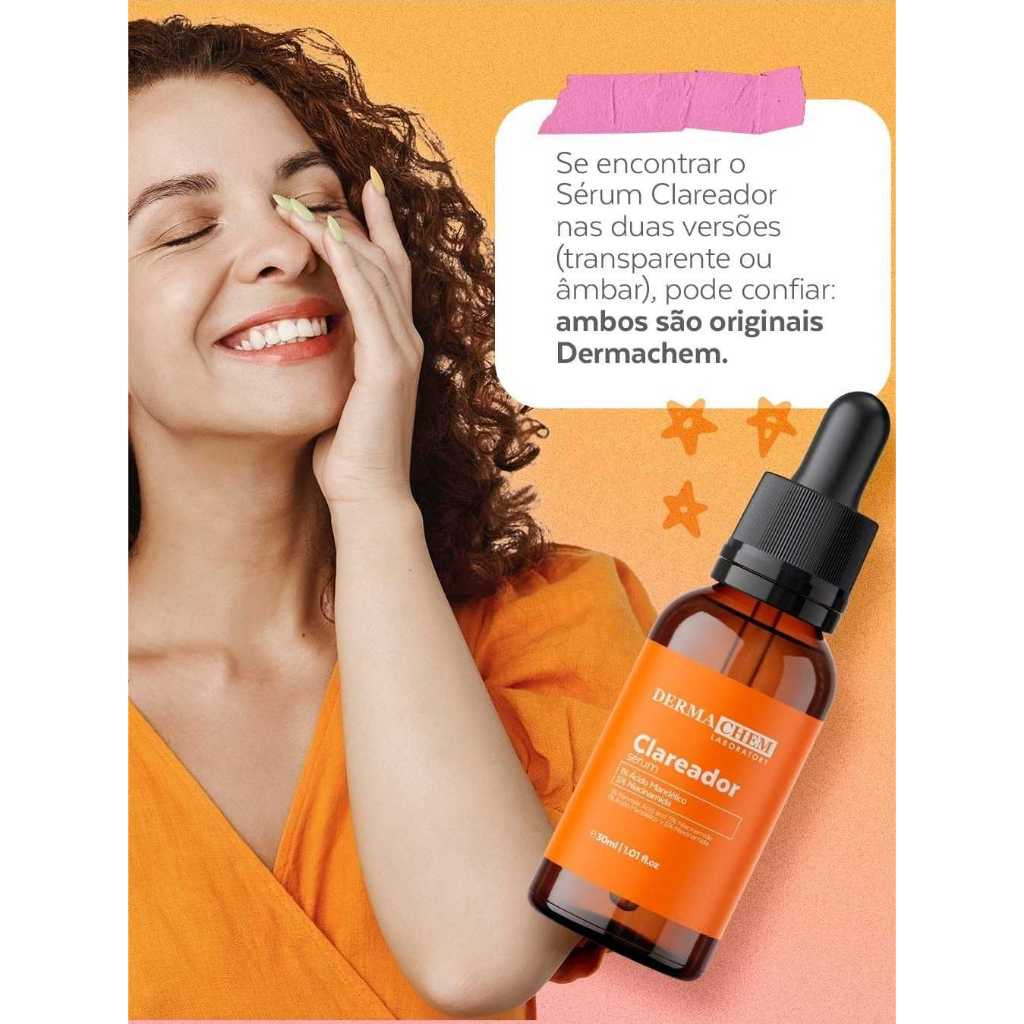 Sérum Clareador Facial Dermachem 30ml | Clareia Manchas, Melasma e Uniformiza o Tom da Pele