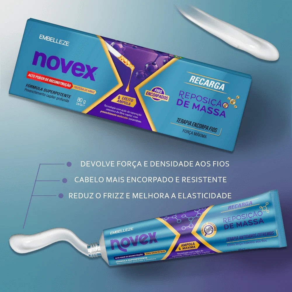 Kit Novex Reposição de Massa Capilar Shampoo + Recarga Tratamento Intensivo 80g Original