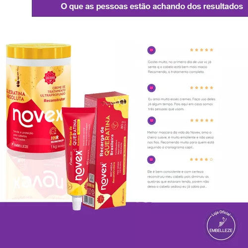 Recarga de Queratina Novex Brasileira 80g Tratamento Reconstrutor Capilar Original