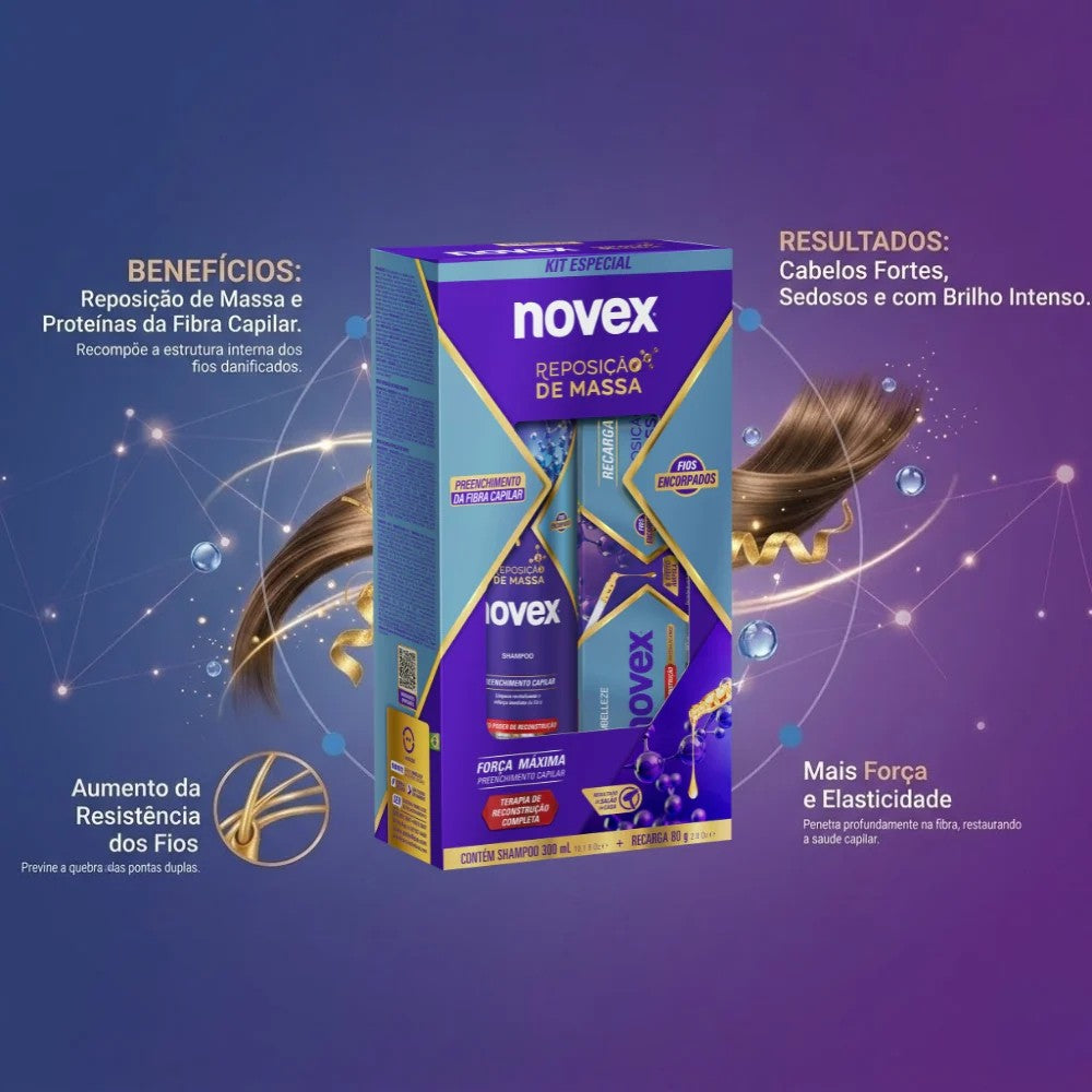 Kit Novex Reposição de Massa Capilar Shampoo + Recarga Tratamento Intensivo 80g Original