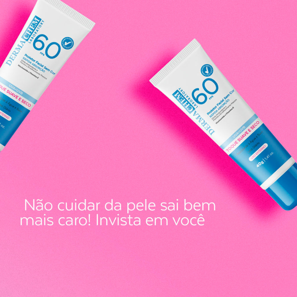 Protetor Solar Rosto FPS 60 Super Hidratante Rejuvenescedor Sem Cor Toque Seco 40g Dermachem