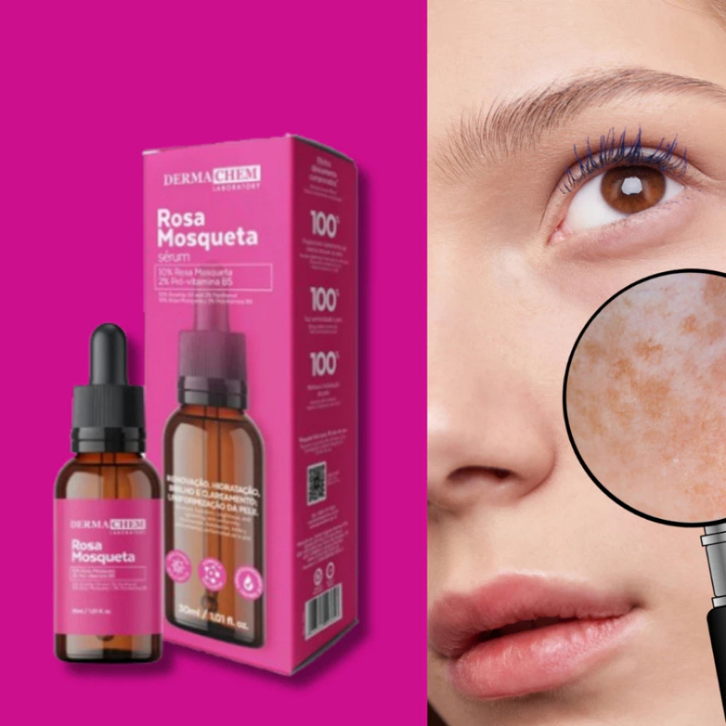 Sérum Facial Rosa Mosqueta Dermachem 30ml Original | Clareador de Manchas, Hidratação Profunda e Antissinais