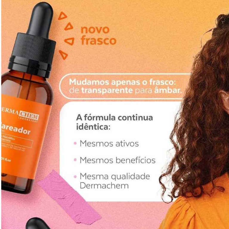 Sérum Clareador Facial Dermachem 30ml | Clareia Manchas, Melasma e Uniformiza o Tom da Pele