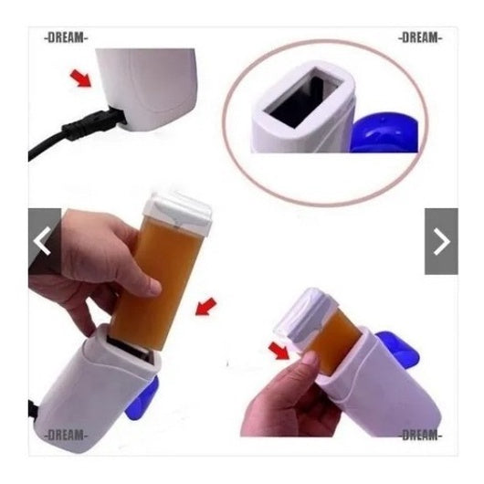 Kit Aquecedor de Cera Roll-On + Refil de Cera 100g + 50 Lenços para Depilação Original