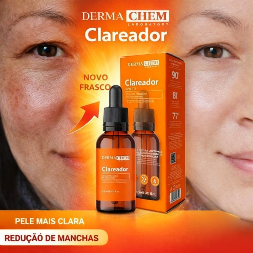Sérum Clareador Facial Dermachem 30ml | Clareia Manchas, Melasma e Uniformiza o Tom da Pele